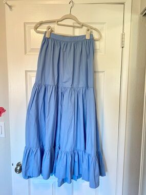 Abercrombie & Fitch Tiered Maxi Skirt in Light Blue Sz S